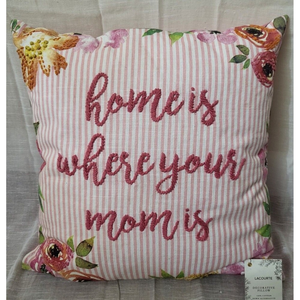 Lacourte 20″ x 20″ Home is Where Mom Is Decorative Pillow, Multi - Picture 2 of 6